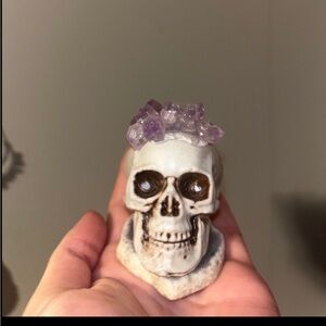 Skull amethyst cluster decor